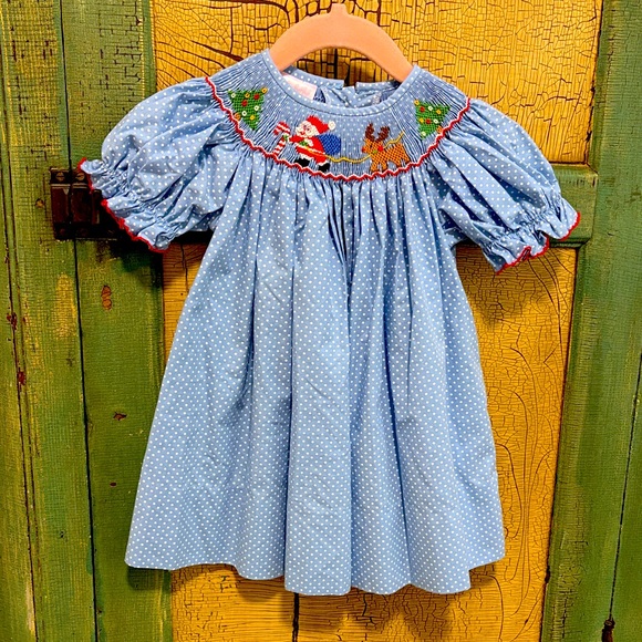 Blue Polka Dot Kids Formal Dress - Picture 1 of 1